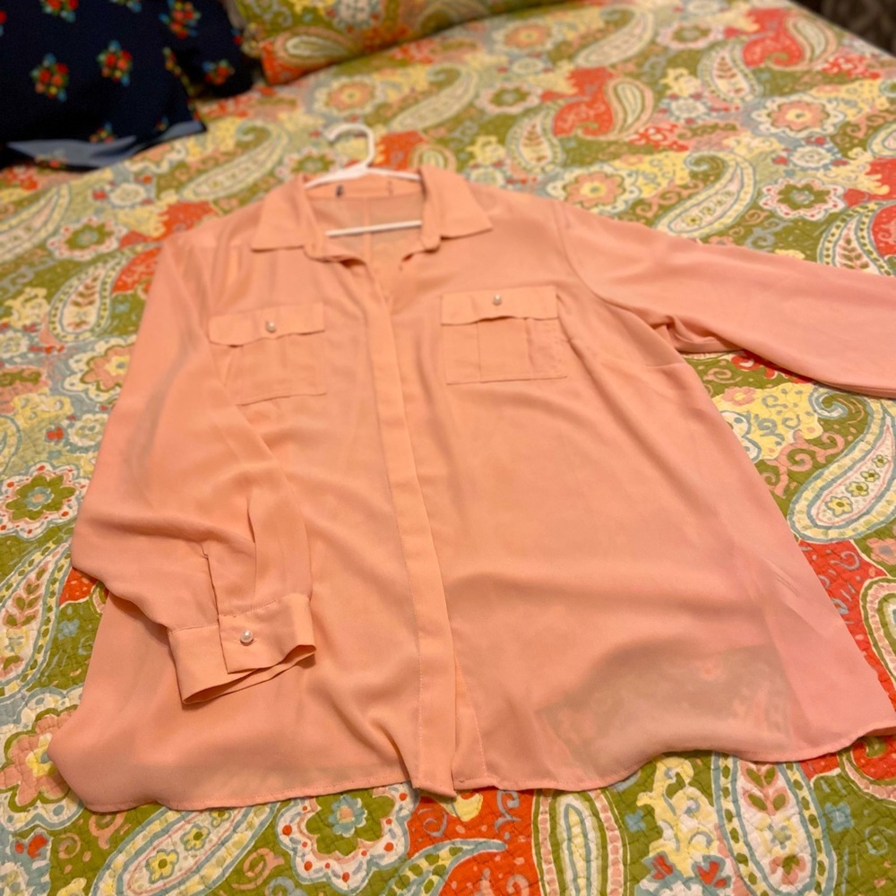 ELOQUII soft pink shirt